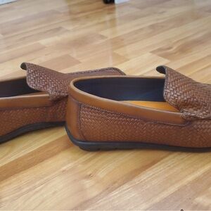 Elegant Brown Woven Leather Loafers for Men